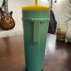 Starbucks Teal and Yellow Lockable Tumbler